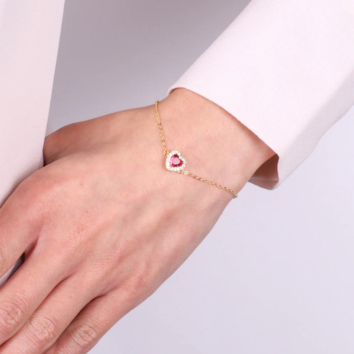 Bracciale in Metallo  con cristalli e cuore rosso | Rohome