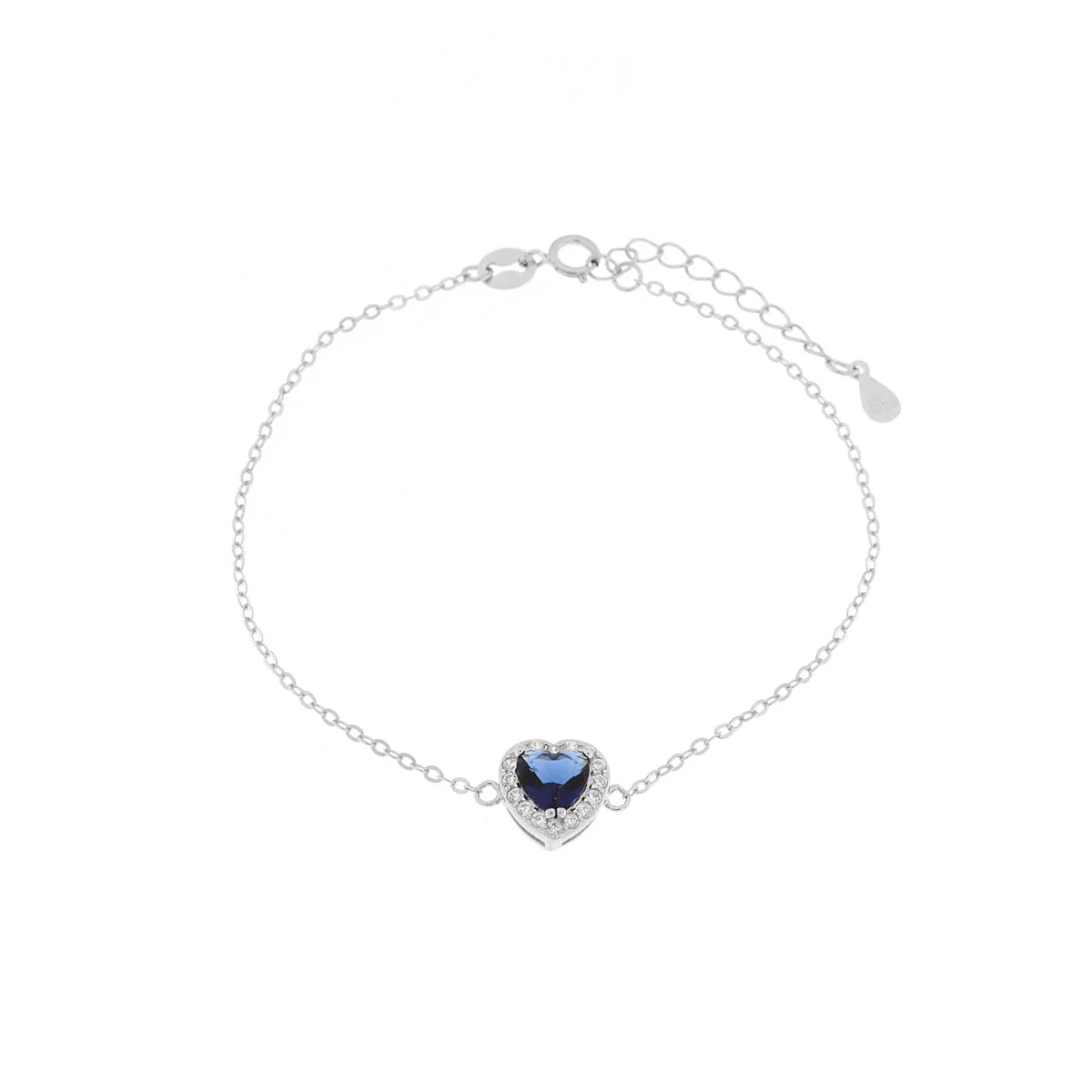 Bracciale in argento con zircone e cuore blu | Rohome