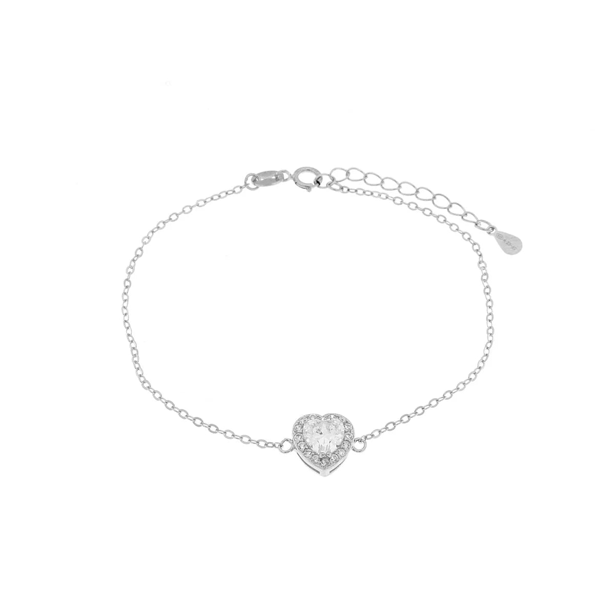 Bracciale in argento con zircone e cuore trasparente | Rohome
