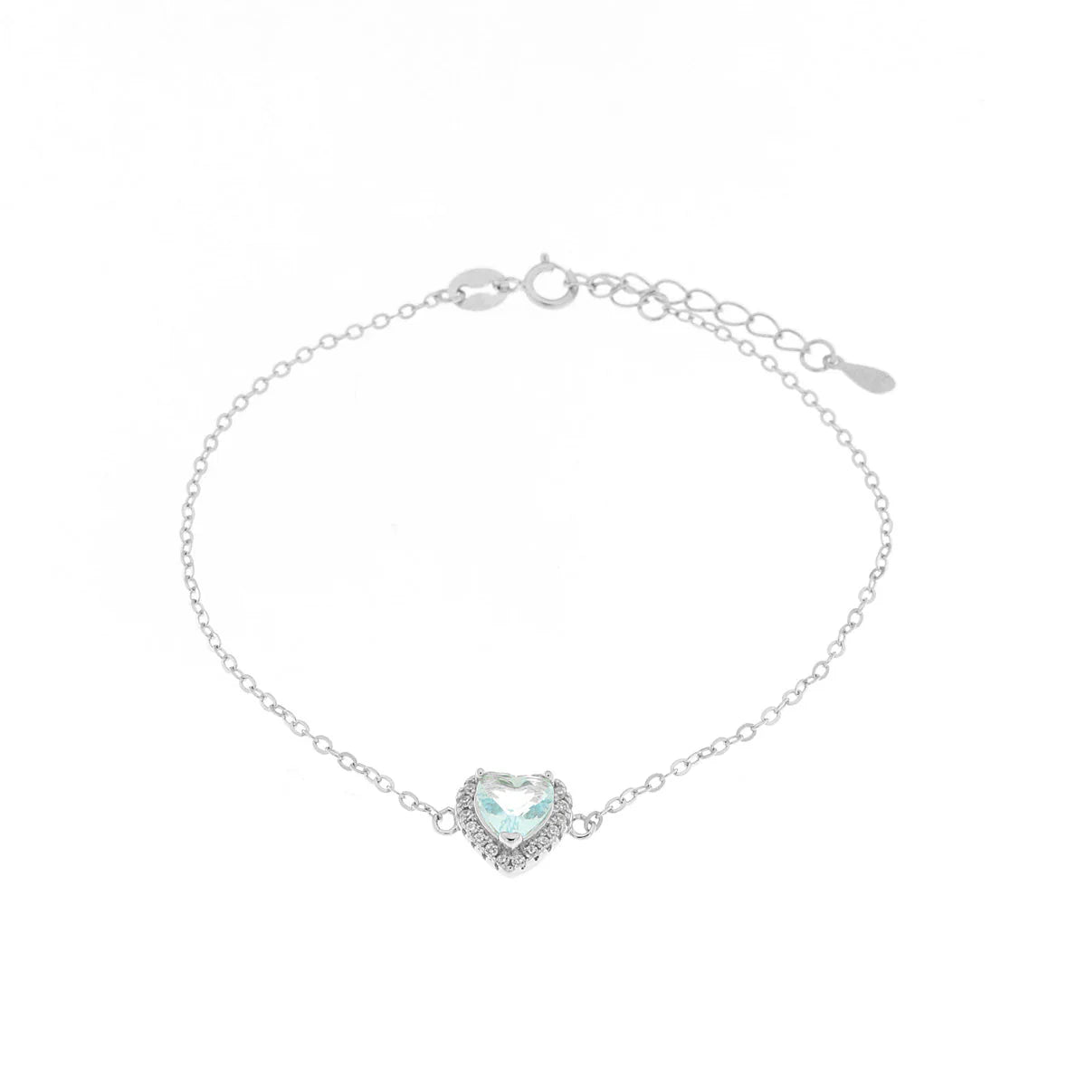 Bracciale in argento con zircone e cuore azzurro | Rohome