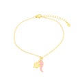 Bracciale in argento oro con ciondolo corno portafortuna rosa | Rohome