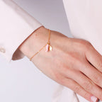 Bracciale in argento oro con ciondolo corno portafortuna rosa | Rohome