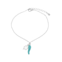 Bracciale in argento con ciondolo corno portafortuna azzurro | Rohome