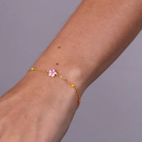 Bracciale in argento oro con ciondolo quadrifoglio rosa| Rohome