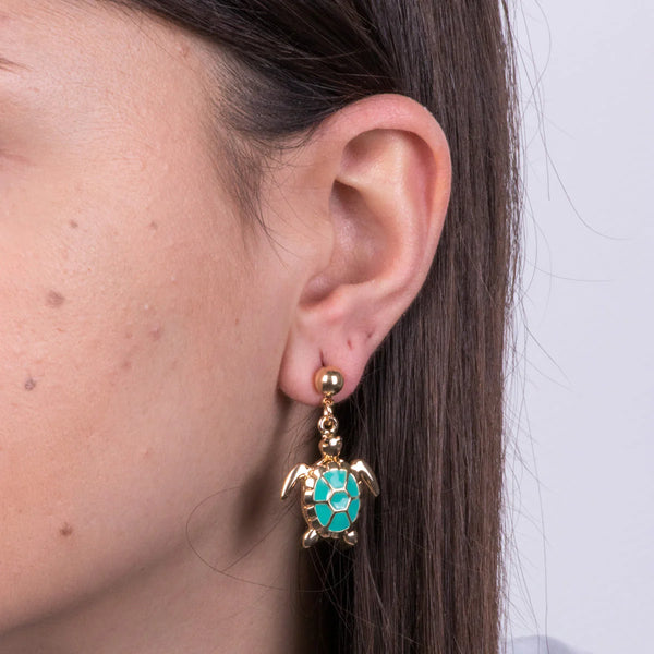 Orecchini in metallo con pendente tartaruga | Rohome