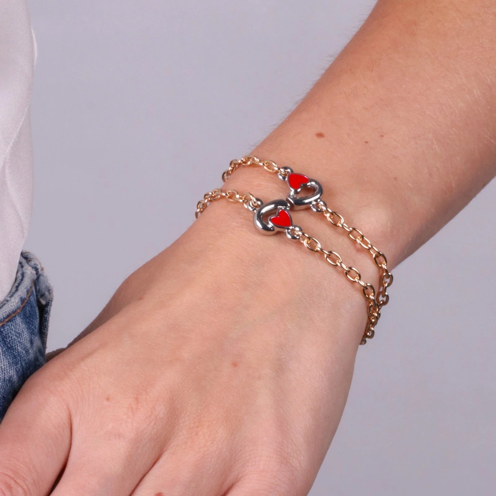Set 2 bracciali in metallo con infinito e cuore | Rohome