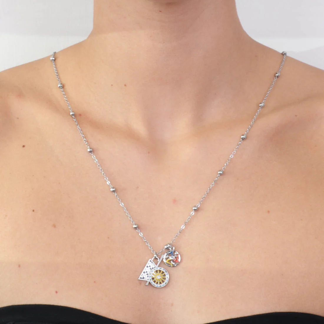 Collana in Metallo placcata argento con carretto siciliano | Rohome
