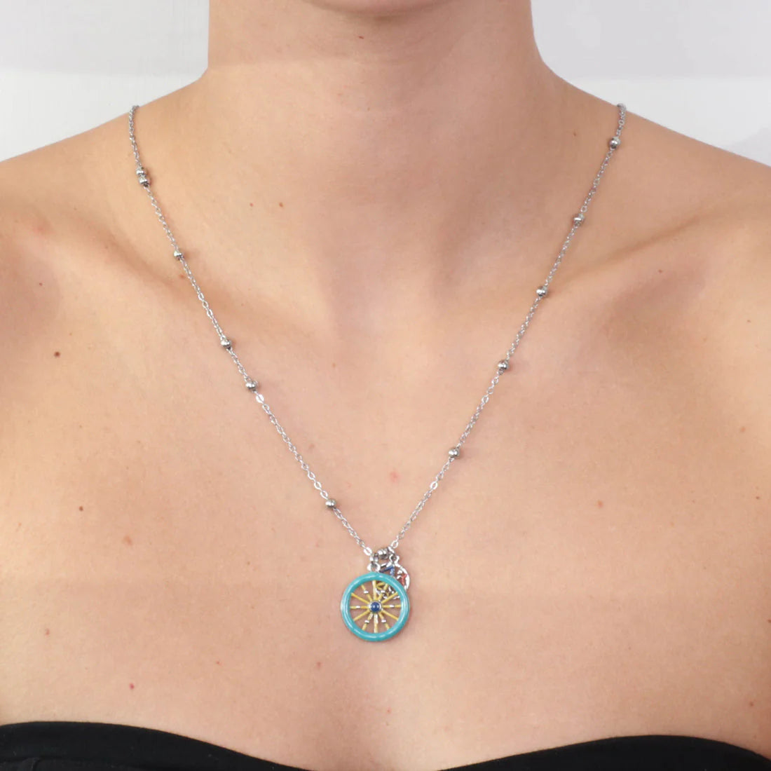 Collana in Metallo placcata argento con ruota carretto siciliano | Rohome
