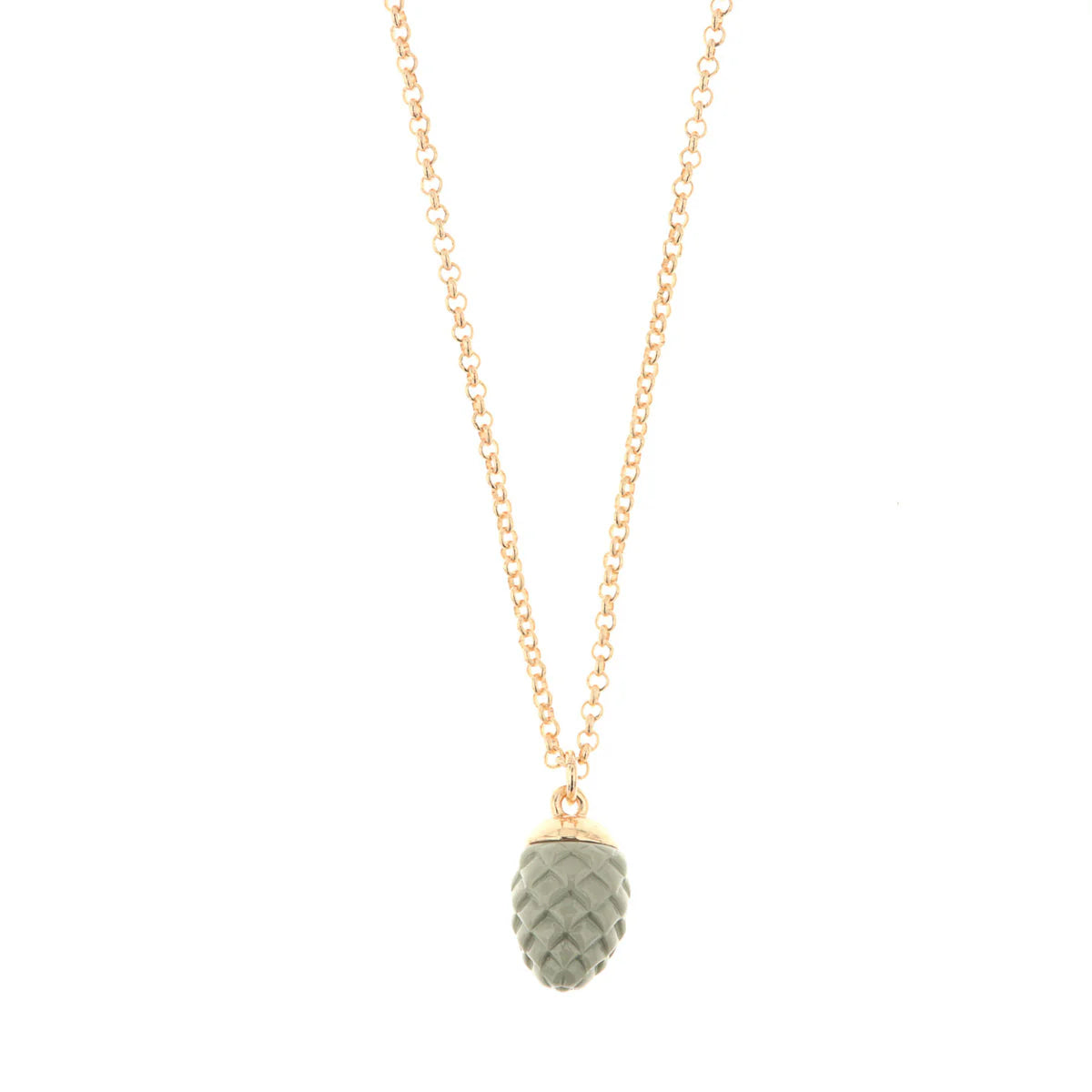Collana in metallo con pendente pigna siciliana grigia | Rohome