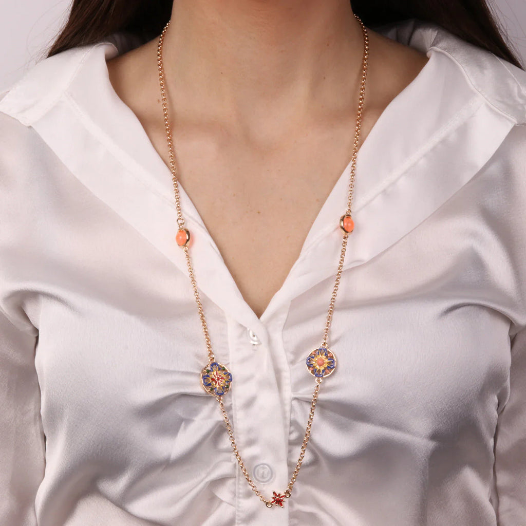 Collana in metallo con maioliche Siciliane  | Rohome