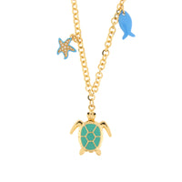 Collana in metallo con pendente tartaruga verde | Rohome