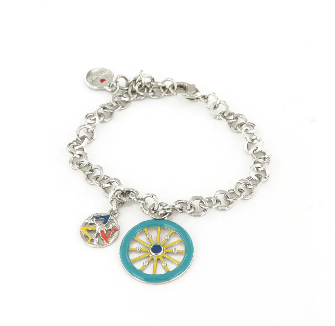 Bracciale in Metallo oro con charm ruota carretto siciliano | Rohome