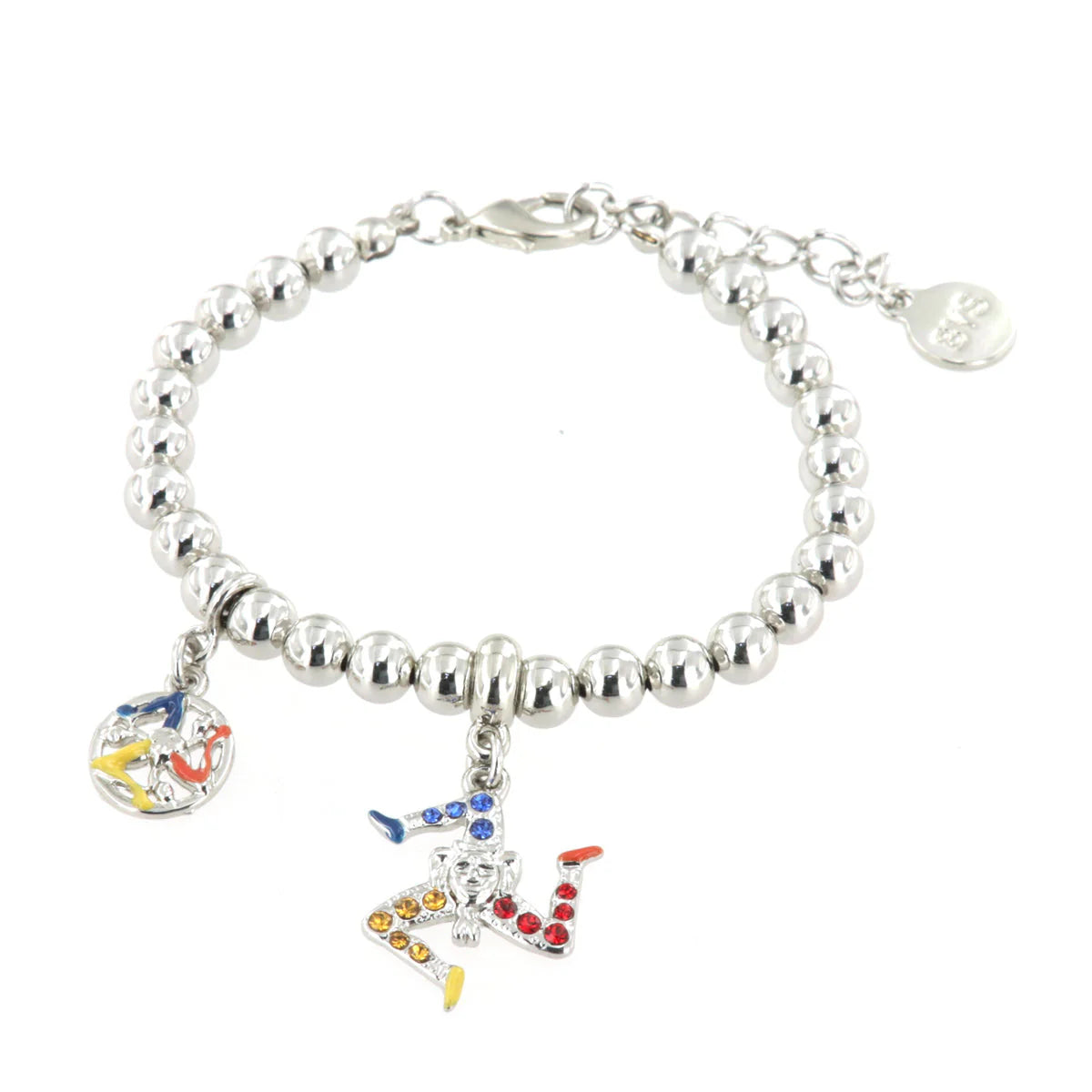 Bracciale in Metallo rodio con pendente a forma di trinacria | Rohome