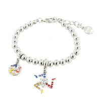 Bracciale in Metallo rodio con pendente a forma di trinacria | Rohome