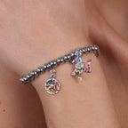 Bracciale in Metallo rodio con pendente a forma di trinacria | Rohome