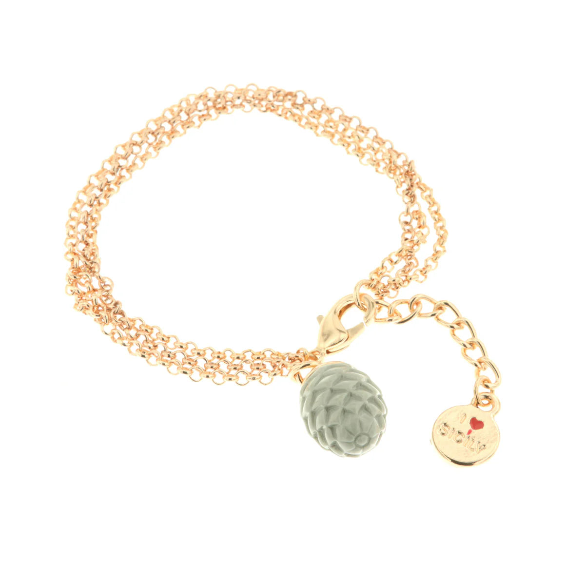 Bracciale in Metallo con pendente pigna siciliana grigia | Rohome
