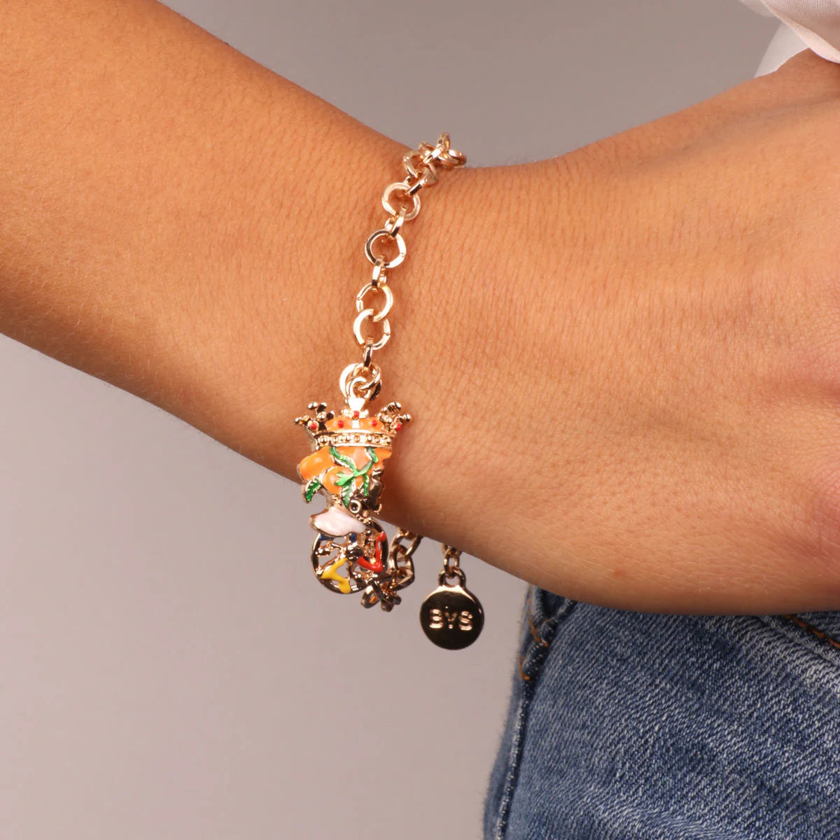 Bracciale in Metallo con pendente testa di moro arancione | Rohome