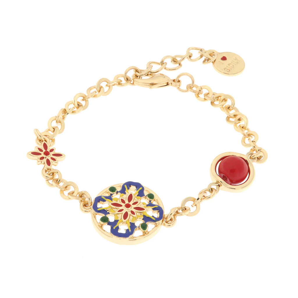 Bracciale in Metallo con maiolica siciliana | Rohome