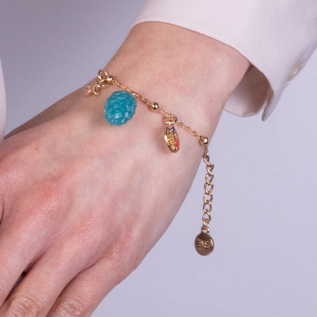 Bracciale in Metallo con pendente pigna siciliana azzurra | Rohome