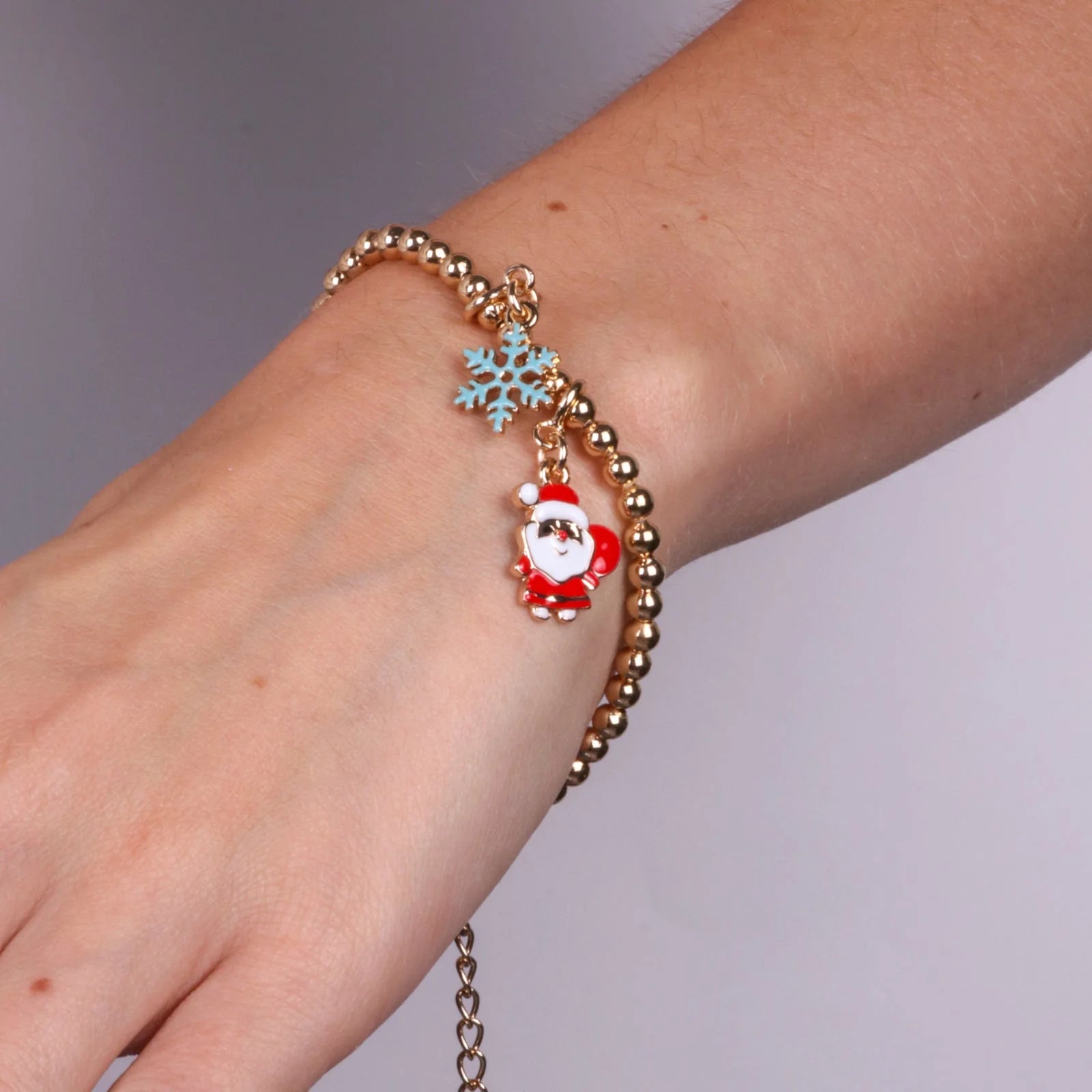 Bracciale in Metallo con fiocco di neve e babbo natale | Rohome