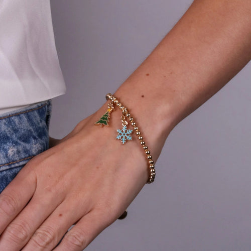 Bracciale in Metallo con fiocco di neve ed albero di natale | Rohome