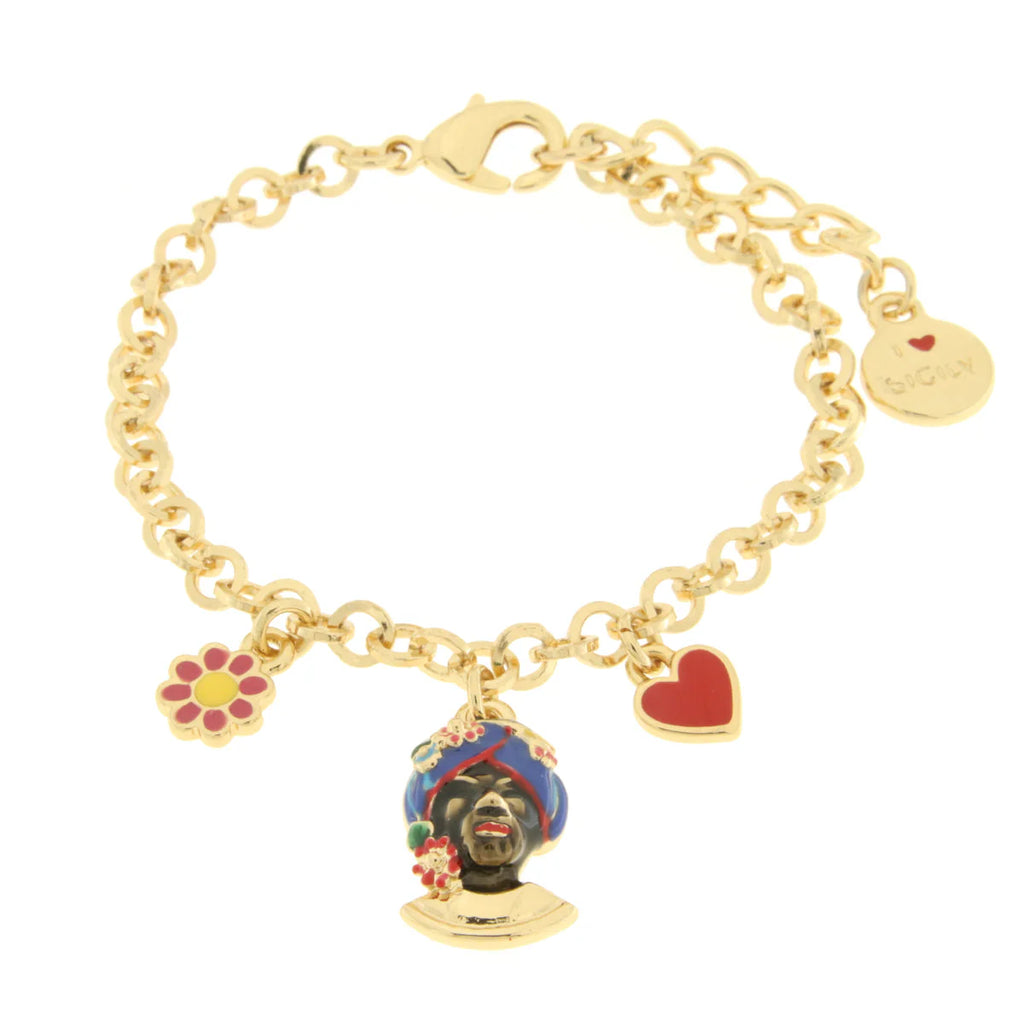 Bracciale in Metallo oro con charm testa di moro uomo | Rohome