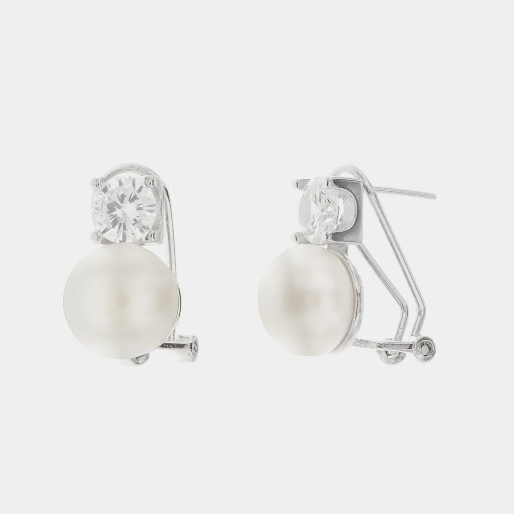 Orecchini in Argento con perla bianca e cristallo| Rohome