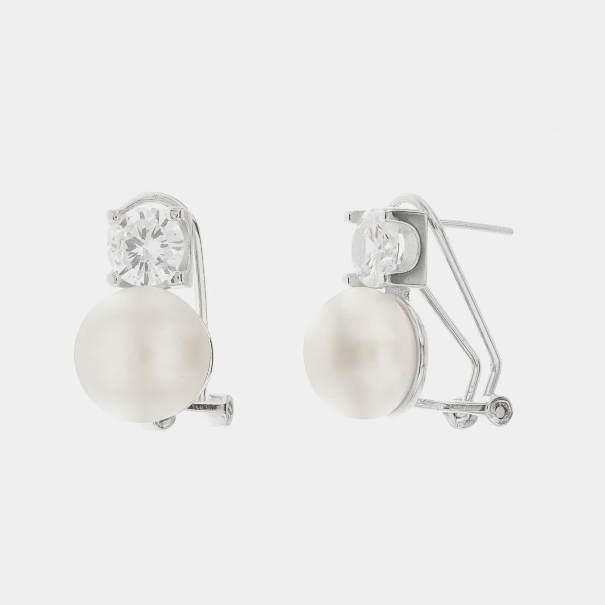 Orecchini in Argento con perla bianca e cristallo| Rohome
