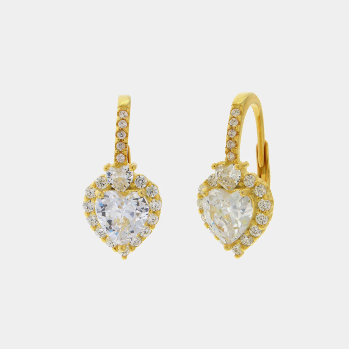 Orecchini in Argento a cuore con punto luce e zirconi | Rohome