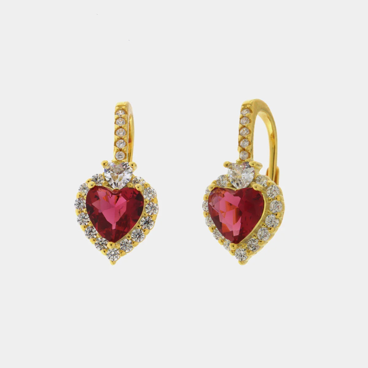 Orecchini in Argento a cuore rosso con punto luce e zirconi | Rohome