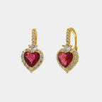 Orecchini in Argento a cuore rosso con punto luce e zirconi | Rohome