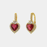Orecchini in Argento a cuore rosso con punto luce e zirconi | Rohome