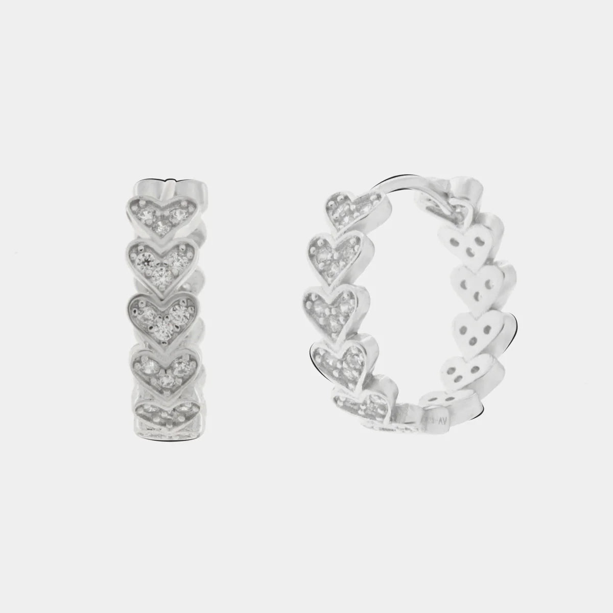 Orecchini in Argento con cuori zirconi | Rohome