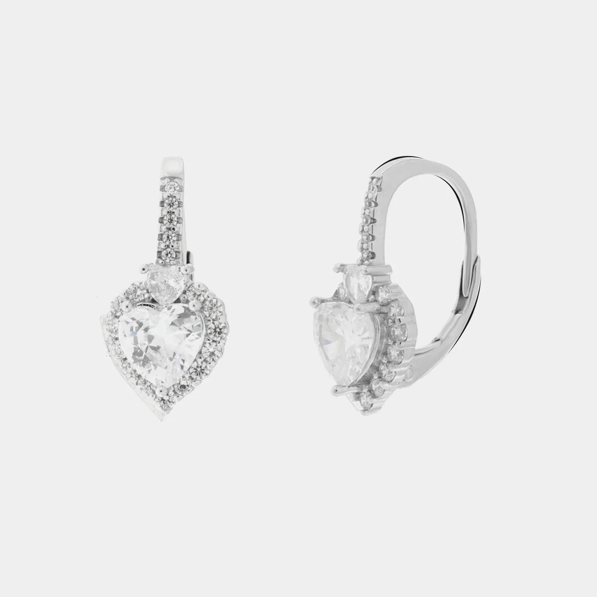 Orecchini in Argento con cuore trasparente e zirconi | Rohome
