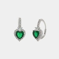 Orecchini in Argento con cuore verde e zirconi | Rohome