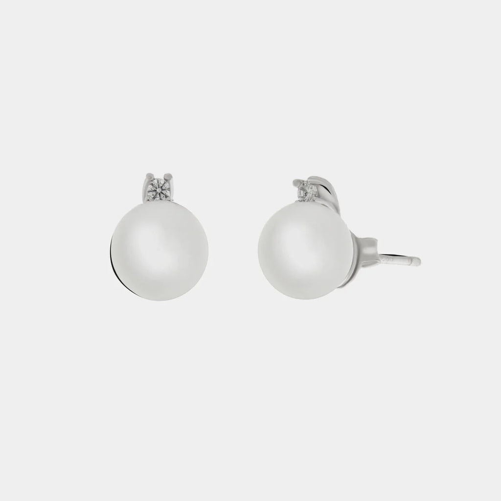Orecchini in Argento con perla bianca a lobo grande | Rohome