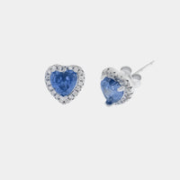 Orecchini in Argento a cuore blu e zirconi a lobo | Rohome