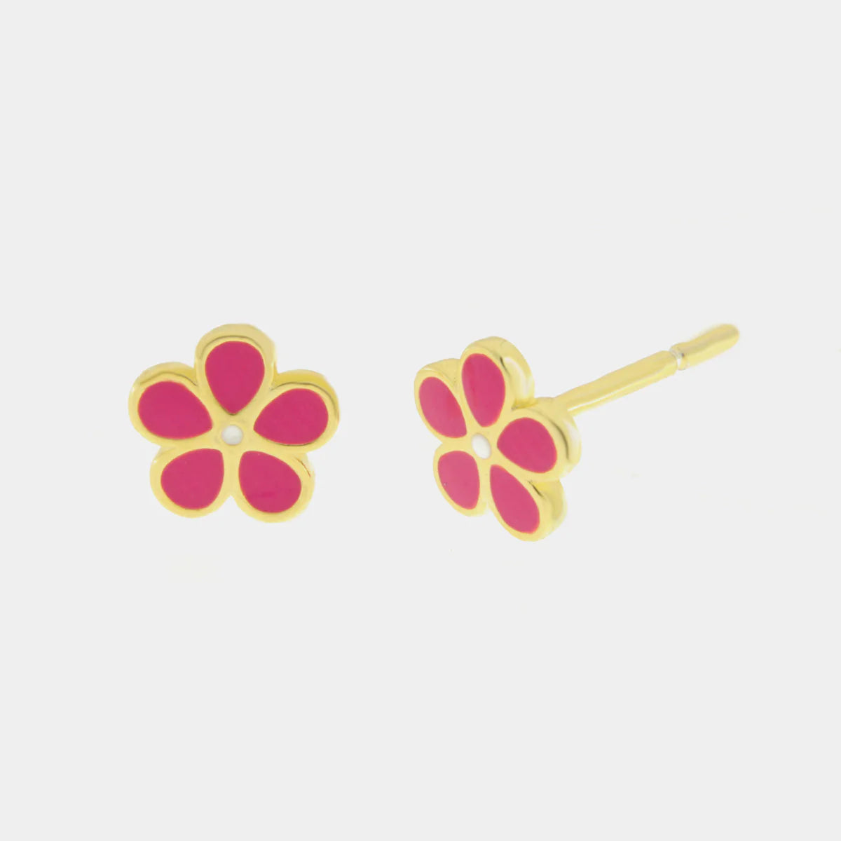 Orecchini in Argento con fiore magenta a lobo | Rohome
