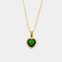 Collana in Argento con pendente zircone a cuore verde | Rohome