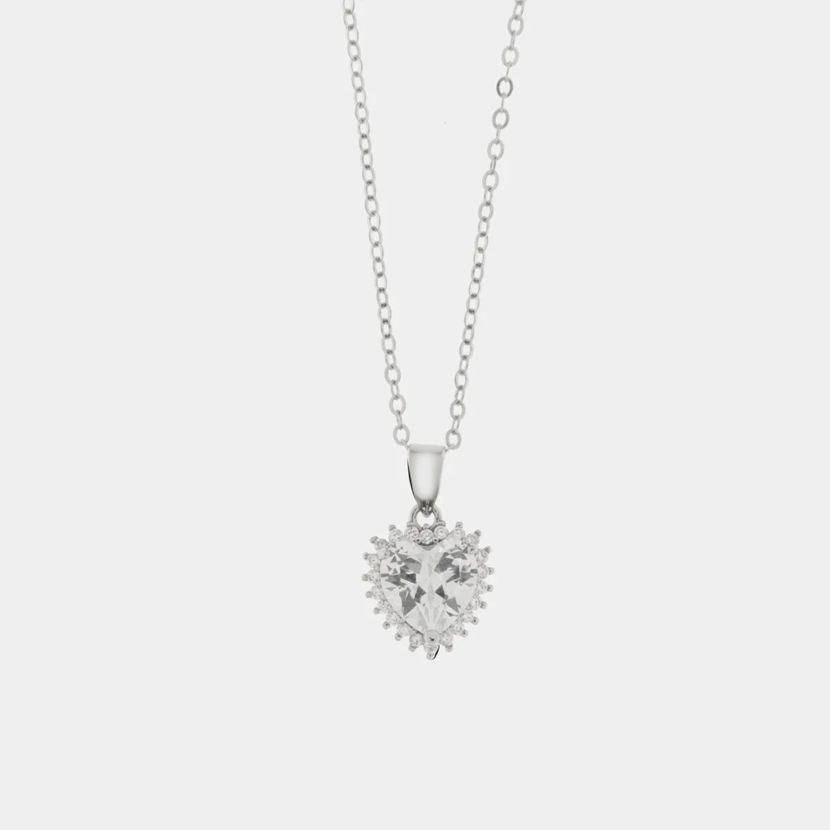 Collana in Argento con pendente zircone a cuore trasparente | Rohome
