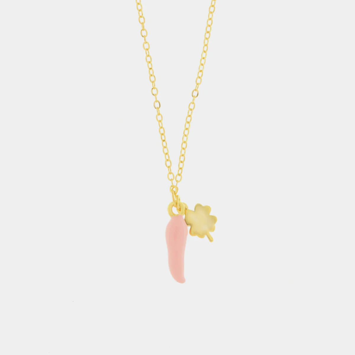 Collana in Argento con corno portafortuna rosa| Rohome