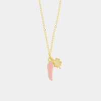Collana in Argento con corno portafortuna rosa| Rohome