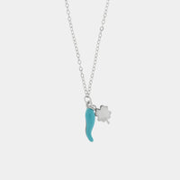 Collana in Argento con corno portafortuna azzurro | Rohome