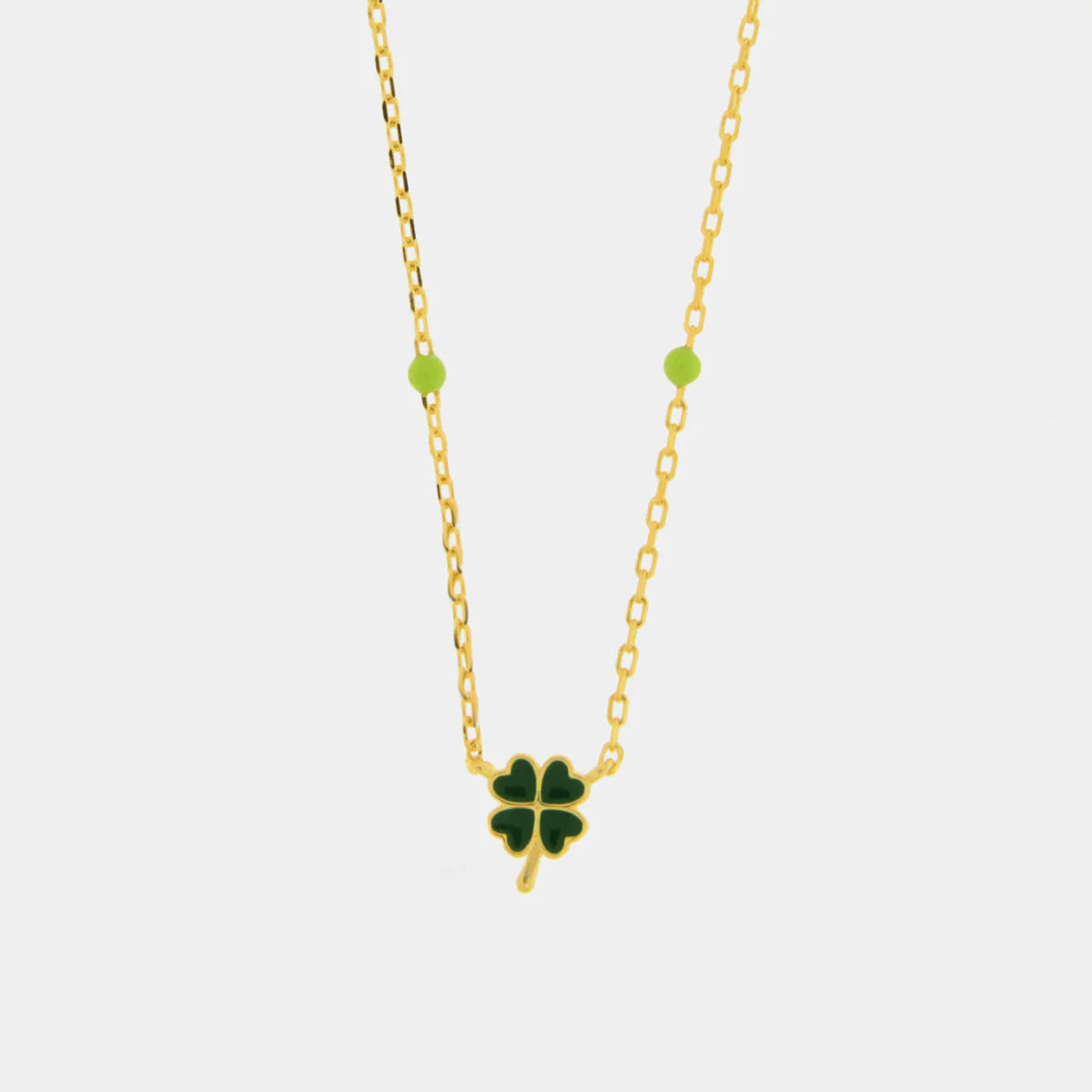 Collana in Argento a forma di quadrifoglio verde  | Rohome