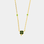 Collana in Argento a forma di quadrifoglio verde  | Rohome