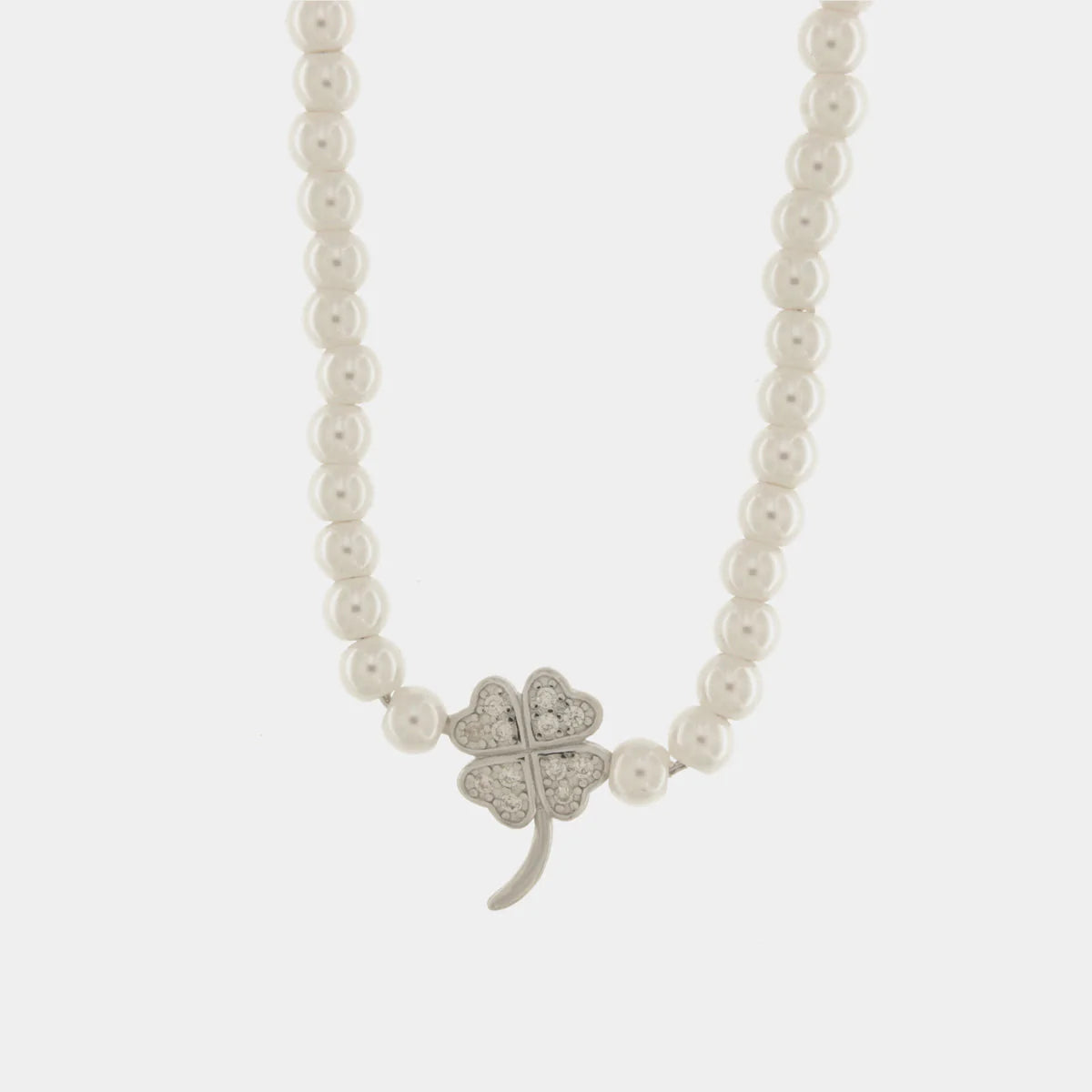 Collana in Argento con perle e ciondolo quadrifoglio | Rohome