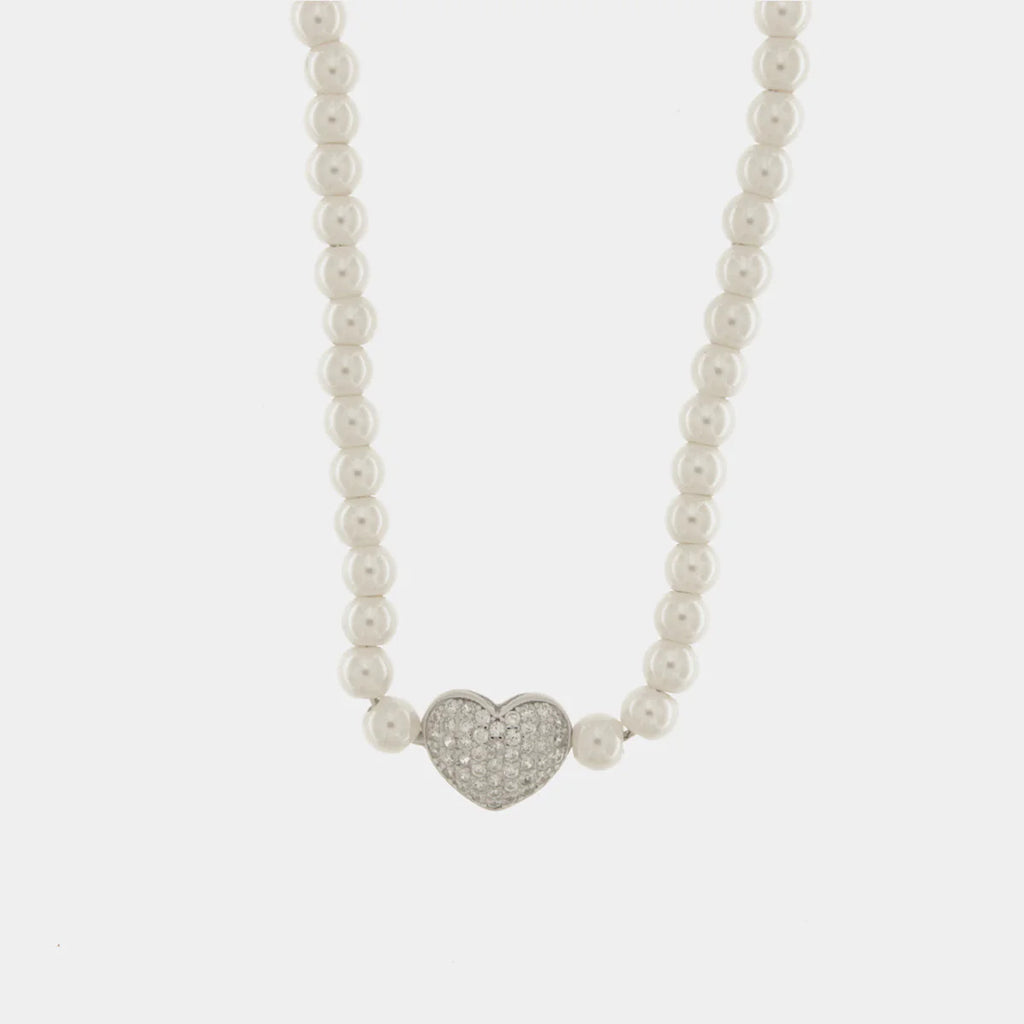 Collana in Argento con perle e ciondolo cuore | Rohome