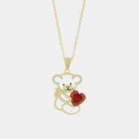 Collana in Argento orsacchiotto con zircone rosso | Rohome