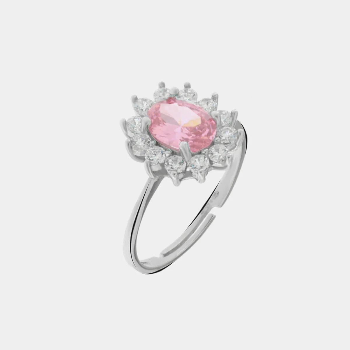 Anello in Argento solitario con zirconi bianchi e rosa | Rohome
