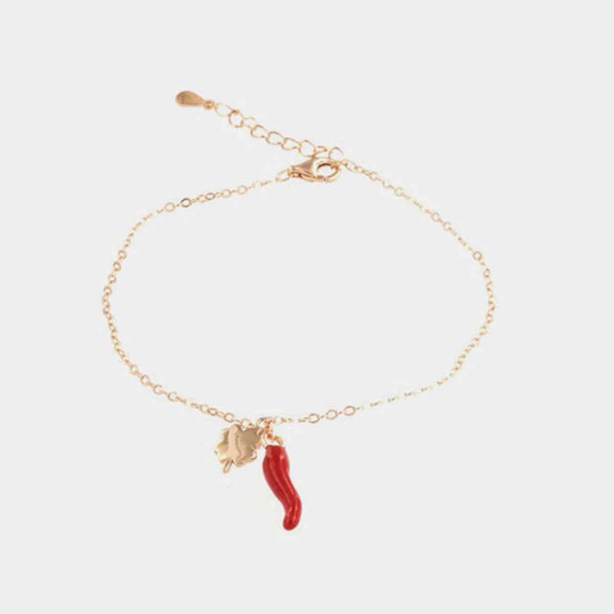 Bracciale in argento ed oro con ciondolo corno portafortuna | Rohome